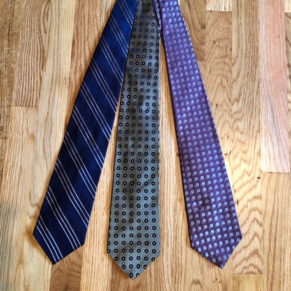3 satin tie bundle olive, burgundy & navy stripe.